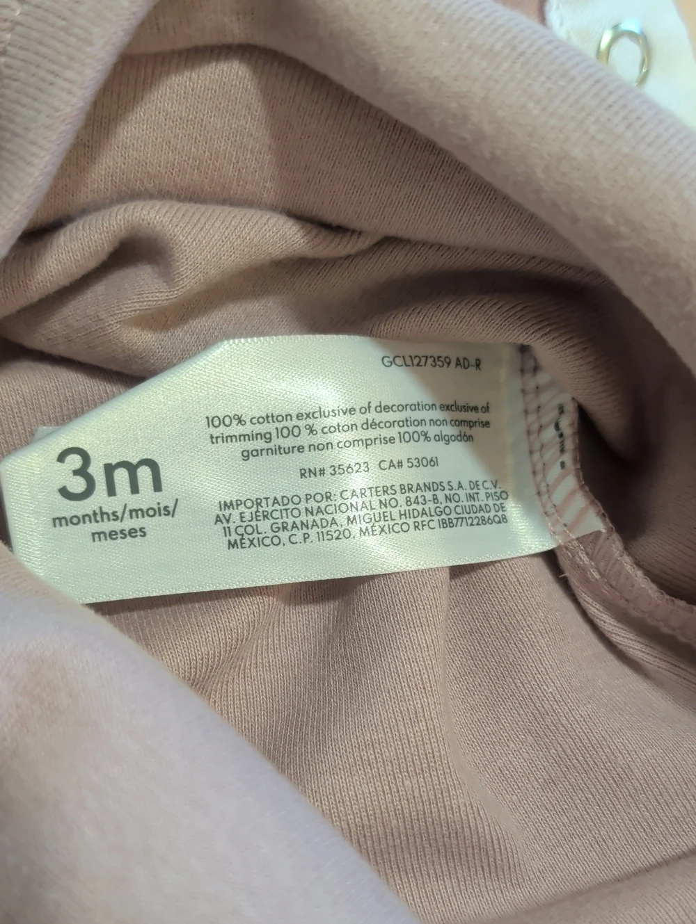 NWOT 3 Carter's Cotton Long Sleeve Onesies, 3 Months